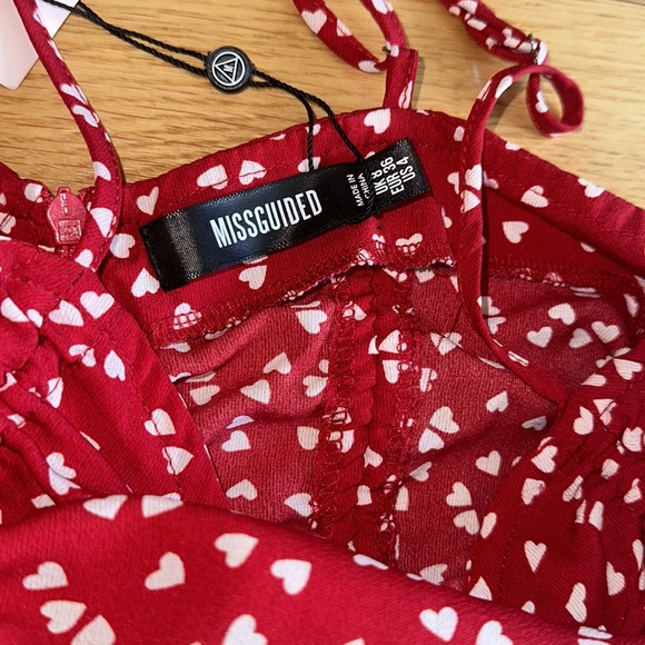 NWT Missguided Red Heart Print Ruched Mini Dress Size 4 - Picture 9 of 10